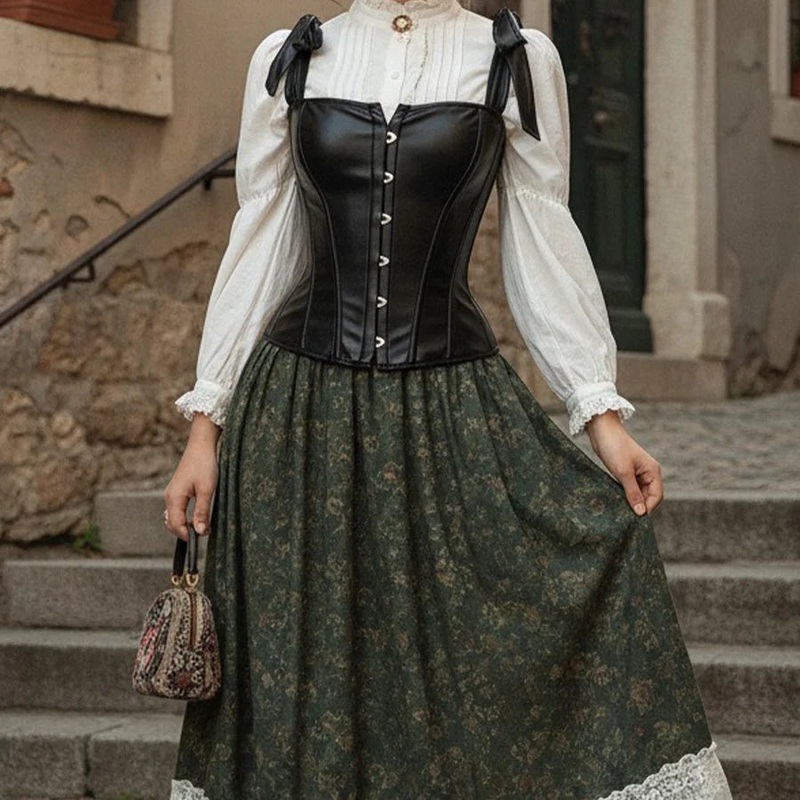 COSFUN Original Retro Vintage Medieval Black Corset Vest FAN0021 S